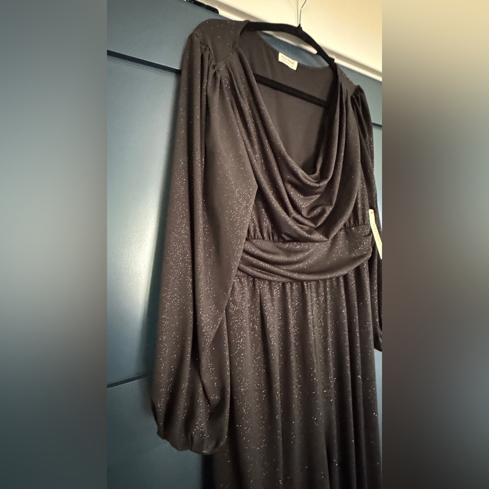 Kiyonna Sparkly Black Long Sleeve Jumpsuit Size 1X NWT
